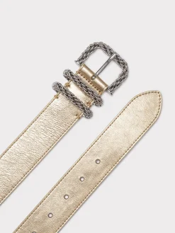 BY FAR Cinture<CINTURA KATINA PARCHMENT METALLIC LEATHER Giallo