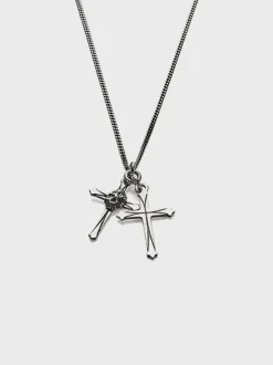 EMANUELE BICOCCHI Collane<COLLANA DOPPIA CROCE SMALL SKULL Grigio