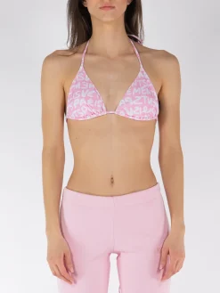 VETEMENTS. Costumi Da Bagno<COSTUME BIKINI TOP GRAFFITI MONOGRAM Bianco, Rosa