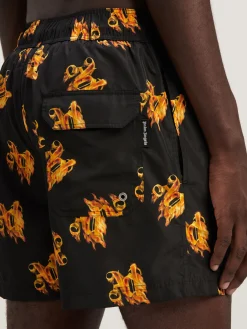 PALM ANGELS Costumi Da Bagno<COSTUME BURNING MONOGRAM Arancione, Nero