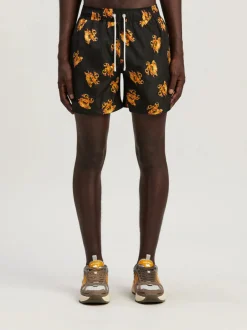 PALM ANGELS Costumi Da Bagno<COSTUME BURNING MONOGRAM Arancione, Nero
