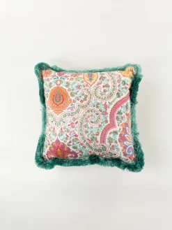 ETRO HOME ACCESSORY Complementi D'Arredo|Cuscini E Plaid<CUSCINO IN VELLUTO STAMPA PAISLEY Arancione, Azzurro, Bianco, Giallo, Rosso, Verde