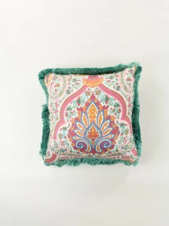 ETRO HOME ACCESSORY Complementi D'Arredo|Cuscini E Plaid<CUSCINO IN VELLUTO STAMPA PAISLEY Arancione, Azzurro, Bianco, Giallo, Rosso, Verde