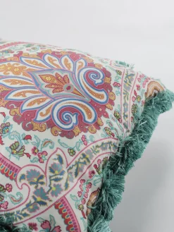 ETRO HOME ACCESSORY Complementi D'Arredo|Cuscini E Plaid<CUSCINO IN VELLUTO STAMPA PAISLEY Arancione, Azzurro, Bianco, Giallo, Rosso, Verde