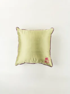 ETRO HOME ACCESSORY Complementi D'Arredo|Cuscini E Plaid<CUSCINO RICAMATO CON TUBOLARE Verde