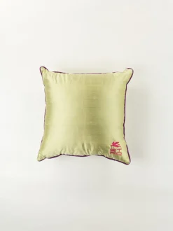 ETRO HOME ACCESSORY Complementi D'Arredo|Cuscini E Plaid<CUSCINO RICAMATO CON TUBOLARE Verde