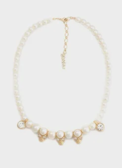 SALUTE-EVAE Collane<EVAE SKULL PEARL NECKLACE Bianco, Giallo