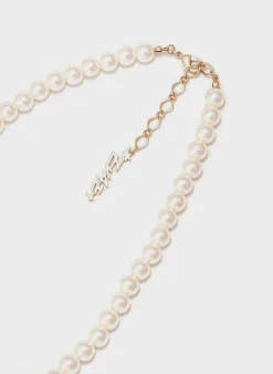 SALUTE-EVAE Collane<EVAE SKULL PEARL NECKLACE Bianco, Giallo