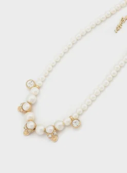 SALUTE-EVAE Collane<EVAE SKULL PEARL NECKLACE Bianco, Giallo