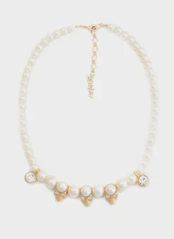 SALUTE-EVAE Collane<EVAE SKULL PEARL NECKLACE Bianco, Giallo