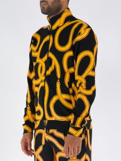 MARCELO BURLON Felpe<FELPA ALL OVER SNAKE SLIM TRACK Giallo, Nero