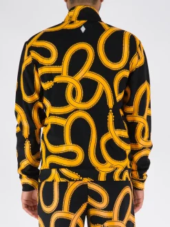 MARCELO BURLON Felpe<FELPA ALL OVER SNAKE SLIM TRACK Giallo, Nero