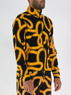 MARCELO BURLON Felpe<FELPA ALL OVER SNAKE SLIM TRACK Giallo, Nero