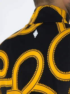 MARCELO BURLON Felpe<FELPA ALL OVER SNAKE SLIM TRACK Giallo, Nero