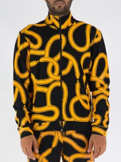 MARCELO BURLON Felpe<FELPA ALL OVER SNAKE SLIM TRACK Giallo, Nero
