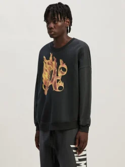 PALM ANGELS Felpe<FELPA BURNING MONOGRAM Giallo, Nero