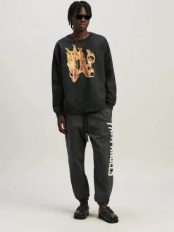 PALM ANGELS Felpe<FELPA BURNING MONOGRAM Giallo, Nero