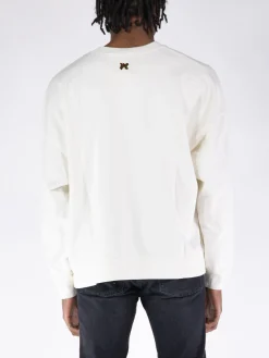 PALM ANGELS Felpe<FELPA BURNING MONOGRAM Bianco, Giallo