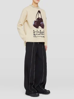 JIL SANDER Felpe<FELPA CN LS PNT Beige, Rosso