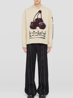 JIL SANDER Felpe<FELPA CN LS PNT Beige, Rosso