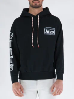 ARIES Felpe<FELPA COLUMN HOODIE Bianco, Nero