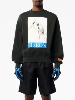 HERON PRESTON Felpe<FELPA CREW BIRD PAINTED Nero
