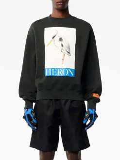 HERON PRESTON Felpe<FELPA CREW BIRD PAINTED Nero