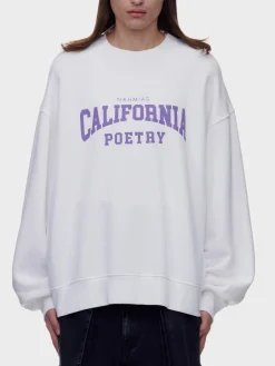 NAHMIAS Felpe<FELPA CREW CALIFORNIA POETRY VARSITY Bianco, Viola