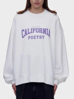 NAHMIAS Felpe<FELPA CREW CALIFORNIA POETRY VARSITY Bianco, Viola