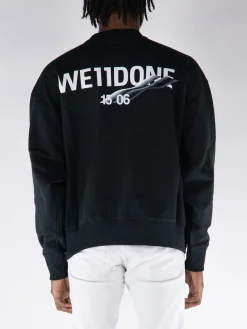 WE11DONE Felpe<FELPA CREW WAPPEN Bianco, Nero