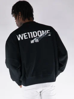 WE11DONE Felpe<FELPA CREW WAPPEN Bianco, Nero