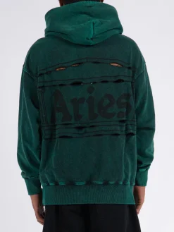ARIES Felpe<FELPA DESTROYED TEMPLE HOODIE Verde