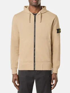 STONE ISLAND Felpe<FELPA FULL ZIP CON PATCH LOGO Beige