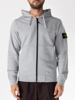STONE ISLAND Felpe<FELPA FULL ZIP CON PATCH LOGO Bianco