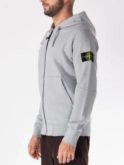 STONE ISLAND Felpe<FELPA FULL ZIP CON PATCH LOGO Bianco