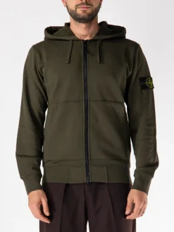 STONE ISLAND Felpe<FELPA FULL ZIP CON PATCH LOGO Verde