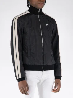 PALM ANGELS Felpe<FELPA FULL ZIP SPORTIVA MONOGRAM Beige, Nero