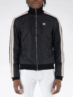 PALM ANGELS Felpe<FELPA FULL ZIP SPORTIVA MONOGRAM Beige, Nero