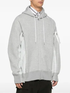 SACAI Felpe<FELPA FULL ZIP X SPONGE Bianco, Grigio