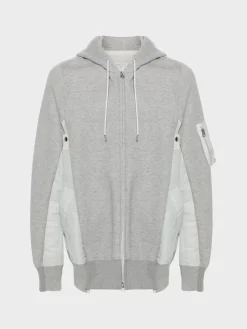 SACAI Felpe<FELPA FULL ZIP X SPONGE Bianco, Grigio