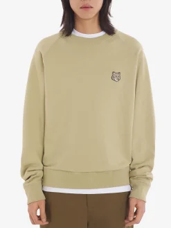 MAISON KITSUNE Felpe<FELPA GIROCOLLO BOLD FOX HEAD PATCH Beige