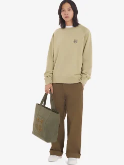MAISON KITSUNE Felpe<FELPA GIROCOLLO BOLD FOX HEAD PATCH Beige