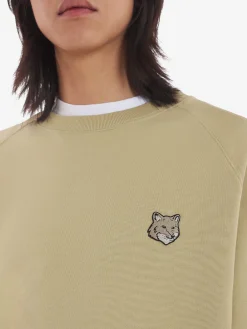 MAISON KITSUNE Felpe<FELPA GIROCOLLO BOLD FOX HEAD PATCH Beige