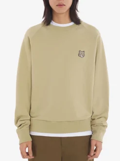 MAISON KITSUNE Felpe<FELPA GIROCOLLO BOLD FOX HEAD PATCH Beige
