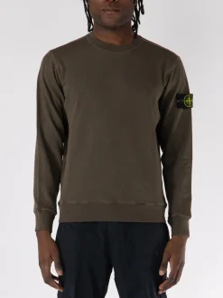 STONE ISLAND Felpe<FELPA GIROCOLLO CON PATCH LOGO Marrone