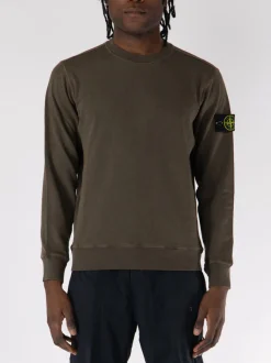 STONE ISLAND Felpe<FELPA GIROCOLLO CON PATCH LOGO Marrone