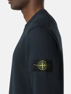 STONE ISLAND Felpe<FELPA GIROCOLLO CON PATCH LOGO Blu