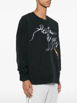 PALM ANGELS Felpe<FELPA GIROCOLLO FOGGY Bianco, Nero