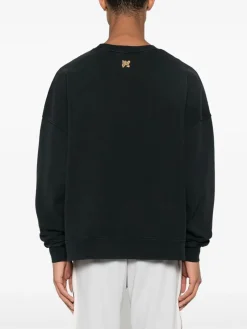 PALM ANGELS Felpe<FELPA GIROCOLLO FOGGY Bianco, Nero