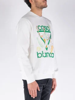 CASABLANCA Felpe<FELPA GIROCOLLO LE JEU PRINTED Bianco, Verde